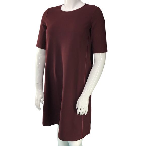Lafayette 148 New York Size M Dress Shift Burgundy Back Zip Ponte Stretch Knit - Picture 2 of 16